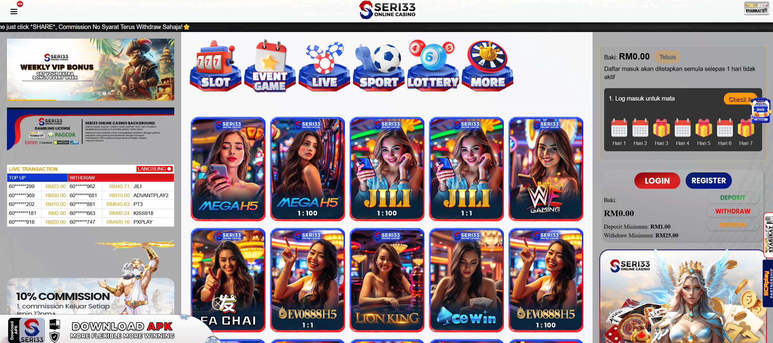 Seri33 casino review, claim your free credit no deposit