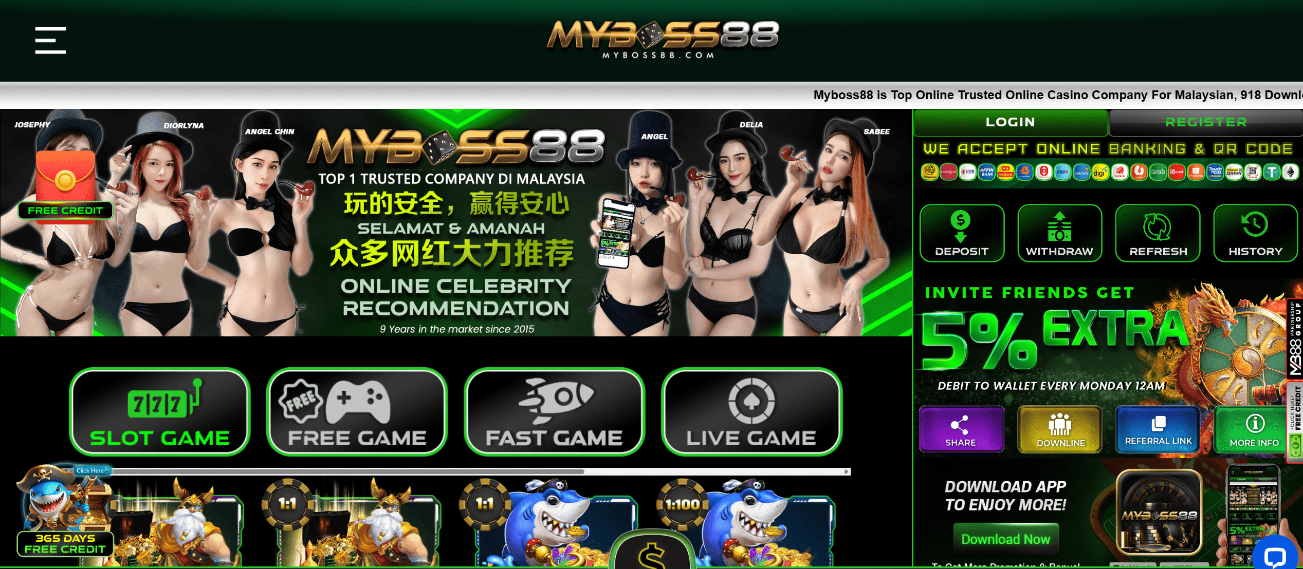 Myboss88 365 free credit games, free credit