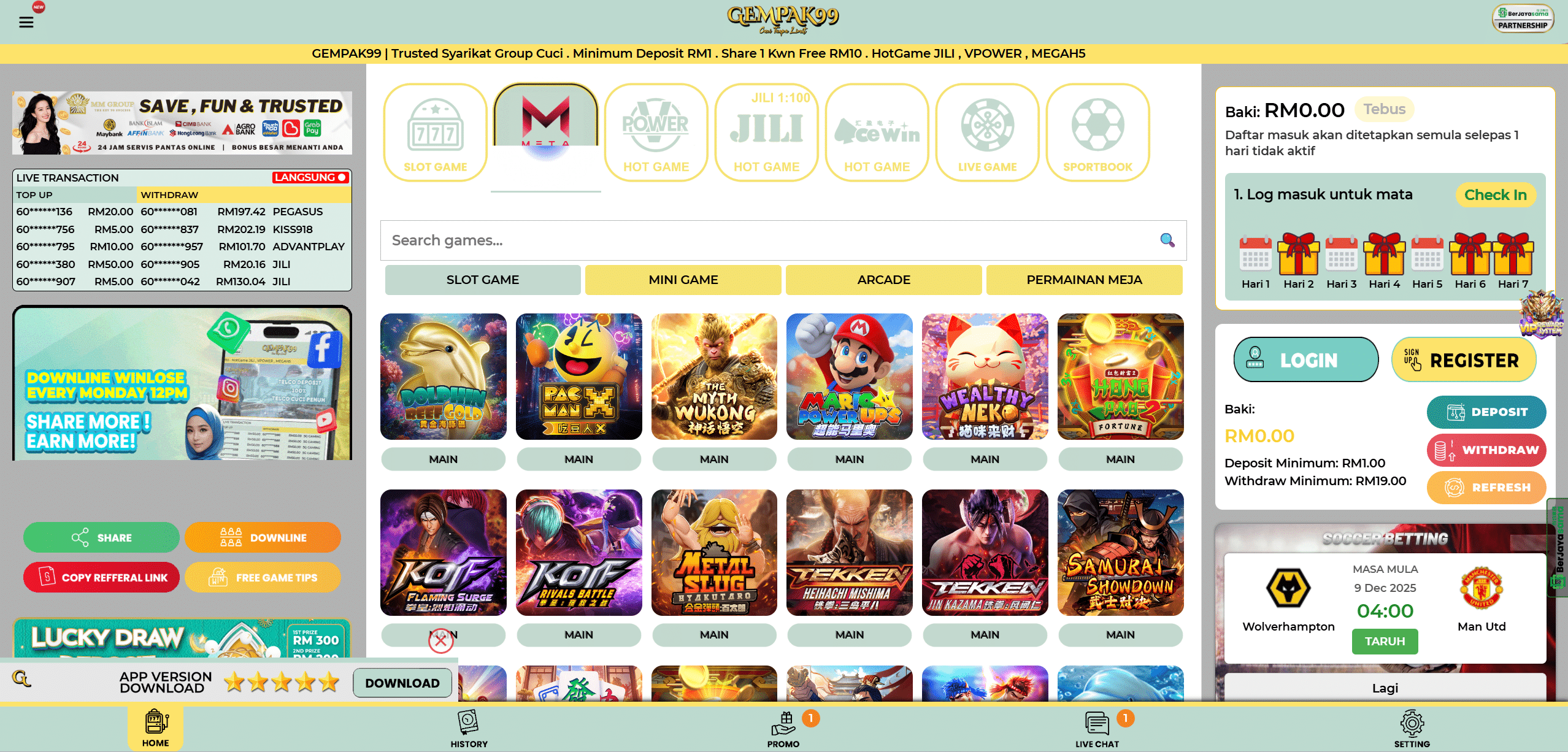gempak99 free credit casino, rm5 & rm10 free credit ready to claim