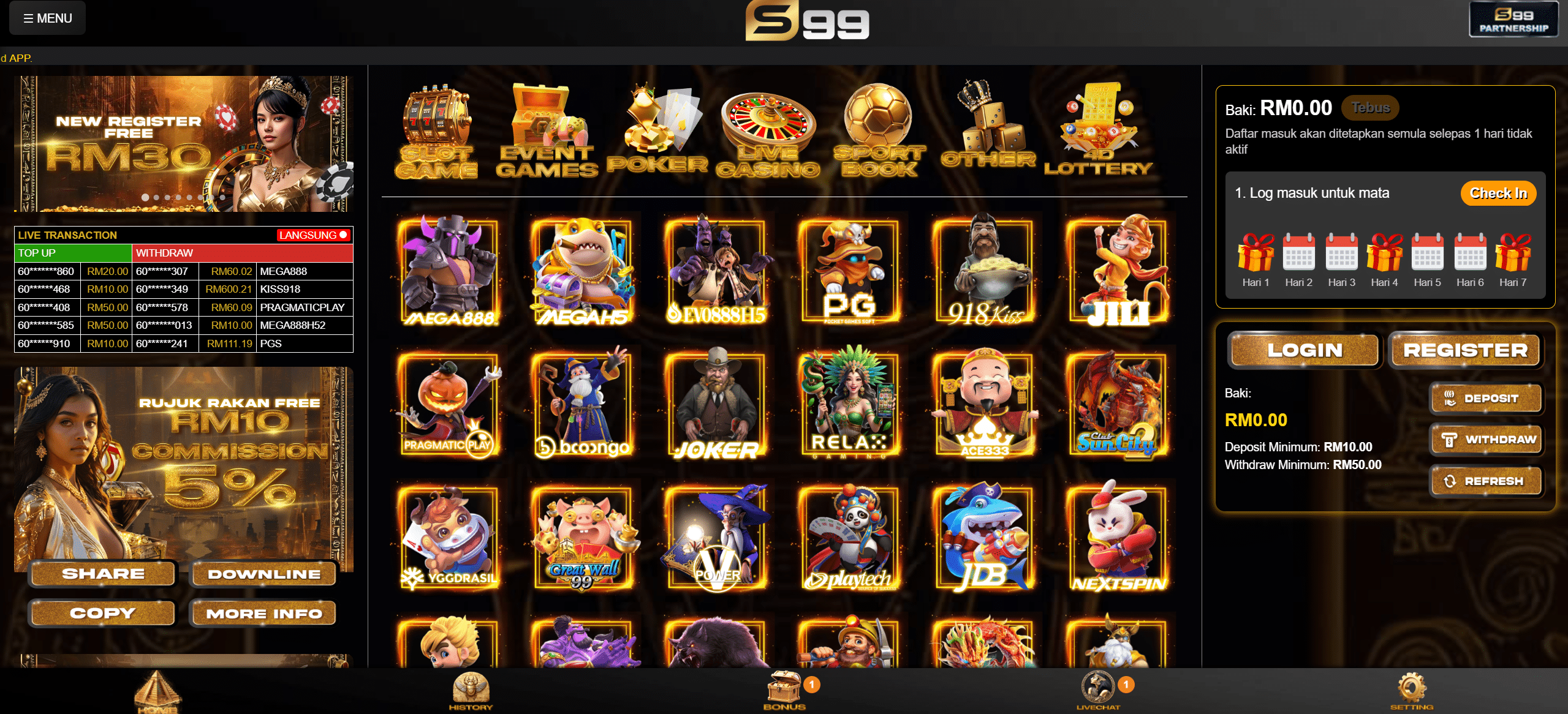 s99my Casino mainpage